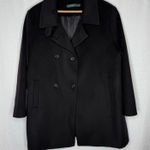 Ralph Lauren Lauren Wool Blend Twill Pea Coat Womens 16 Black Preppy Classic Photo 0