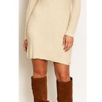 Chaus New York Cream Winter White Cowl Neck Sweater Dress Size L Photo 0