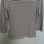 J. McLaughlin J. McLaughlin Striped 3/4 Sleeve Crewneck Top Navy White Size Medium Classic Photo 7