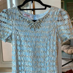 Blue lace embellished rhinestone dress Photo 0