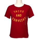 Fifth Sun NWOT Red Tacos and Cervezas Babydoll Tee Top New Photo 0