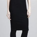 Vince  Ribbed Knit Fitted Pencil Midi‎ Dress Sleeveless Scoop Neck Black Large Photo 0