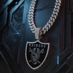 NFL Las Vegas Raiders 20 Inch Necklace Pendant Cuban Chain Link Football Jewelry Photo 2