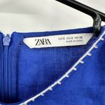 ZARA size Small blue shift style dress white embroidery short sleeve Photo 4