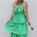 TCEC  green tiered bow midi dress Photo 1