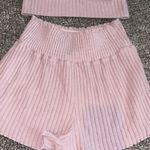 Altar'd State Loungewear Pink Ribbed Thank & Shorts Set  Photo 1