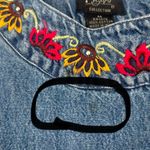 Vintage Agapo Denim Midi Dress Floral Embroidered Sleeveless Side Slits Size M Blue Size M Photo 2