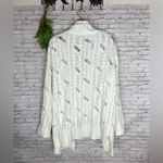 POL  White Chenille Open Knit chunky Longline Cardigan Photo 3