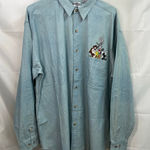 Vintage ACME light wash blue denim embroidered looney tunes button cotton shirt Size XL Photo 0