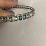 Aquamarine Bracelet with stones half around bracelet. 8” Around. Blue Photo 3