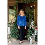 New Without tags The Pioneer Woman blue velvet lace cuff bliouse top Size XL Photo 1