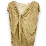 Michael Kors Michael tan striped twist front ruched cap sleeve V neck blouse XL Photo 0
