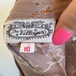 Vintage Floral Prairie Midi Skirt Fall Pleated Neutral Beige Teacher Size 10 Tan Photo 7