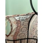 American Eagle AE  Pink Embroidered Floral Tasseled Boho Peasant Top Sz Medium Photo 4