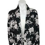 Spiritual Gangster Black Floral Tie Front Kimono Robe Swimwear Cover Up One Size Photo 3
