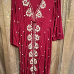 Free People Embroidered Fable Midi Dress Dolled Up Combo Dark Pink Medium Photo 0