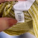 Loft  Striped Crinkle Tie Sleeve Top Chartreuse Green Size Small Photo 5