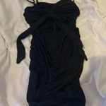 Amazon  Dress Black Bodycon Ruched Front Cut-Out Photo 0