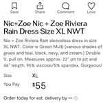 Nic+Zoe Riviera Rain Dress XL NWT Photo 6