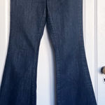 Martin + Osa • vintage y2k flare jeans dark wash low rise trouser cuff wide leg Blue Size 28 Photo 0