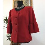 Jones Wear Suit Women's 6 Lined Fire Red 3/4 Puff Sleeve Mob Wife Office Siren Photo 1