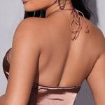 SheIn Crisscross Tie Backless Satin Halter Top Photo 1