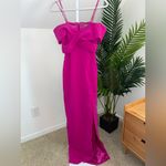 Theia‎ Fuchsia Off Shoulder Gown Formal Dress Slit Pink Size 0 Photo 3