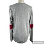 12PM by Mon Ami Gray Heart Elbow Patch Long Sleeve Sweatshirt Women’s Size L Size L Photo 1