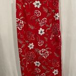 Briggs New York Cute red floral elastic back pull on skirt side slit vintage 90’s-y2k Photo 5