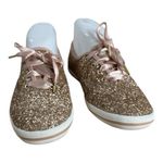 Keds Kate Spade Rose Gold pink Glitter Sneakers Size 7 Satin Laces Women Tie Photo 2