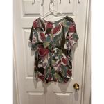 Tahari 100% Linen Floral Short Sleeve Blouse High Low Hem Women’s Size 1X Photo 4