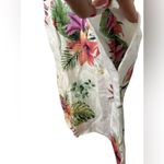 NEW NWT Lungo L’arno White 100% Linen Dress Coverup Size S Large Pockets Floral Photo 2