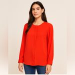 CeCe  by Cynthia Steffe Light Orange Pleat Front Blouse | Size M Photo 4