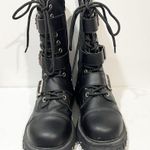 TUK Size 10 2002 Goth Industrial Punk Leather Harness Buckle Black Combat Boots Photo 1