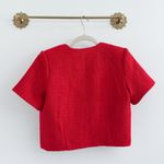 Endless Rose Boutique Red Tweed Short Sleeve Structured Top Photo 4