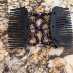 Purple and Black Beaded Hair Comb Photo 1