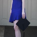 Lulus navy blue ruffle asymmetrical dress Photo 1