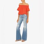 Apiece Apart  Orange Off The‎ Shoulder Gauzy Smocked Crop Blouse Size 4 Photo 5