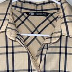 ZARA  Beige and Navy Checkered Shirt Photo 8
