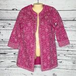 Gretchen Scott Designs Size S Pink w/ White Embroidered Cotton Jacket Cardigan Photo 0