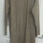 H&M Ribbed Longline Cardigan XS Taupe Cozy Knit Duster Photo 0