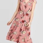 Xhilaration NWT Blush Rose Pink Floral Faux Wrap Midi Dress Photo 0