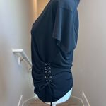 Rafaella NWT  Sportswear‎ Black Short Sleeve Scrunched V-Neck Top Size Small Photo 1