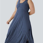 Halara U Neck Flowy Maxi Casual Tank Dress Size Medium Tulip Hem Athlesiure Photo 0