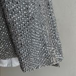 Parker  Justina Silk Silver Rhinestone Beaded Halter Tank Top Photo 6