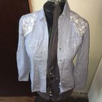 RU Cowgirl blue & white button down embroidered western shirt Blue Photo 0