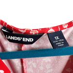 Lands’ End Red & White Ditsy Floral Print Knotted Empire Waist V Neck Dress Size 1X Photo 9