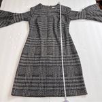 Calvin Klein  Black White Houndstooth Plaid Bell Sleeve Sheath Dress Size‎ 4 Photo 8