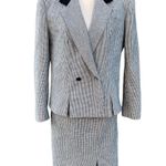 Vintage 80s Suits Ltd Velvet Tweed Black White Skirt Suit 12 14 Gray Photo 0