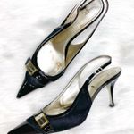 Dolce & Gabbana black calf hair patent leather slingback pumps pointed size 38 Photo 6